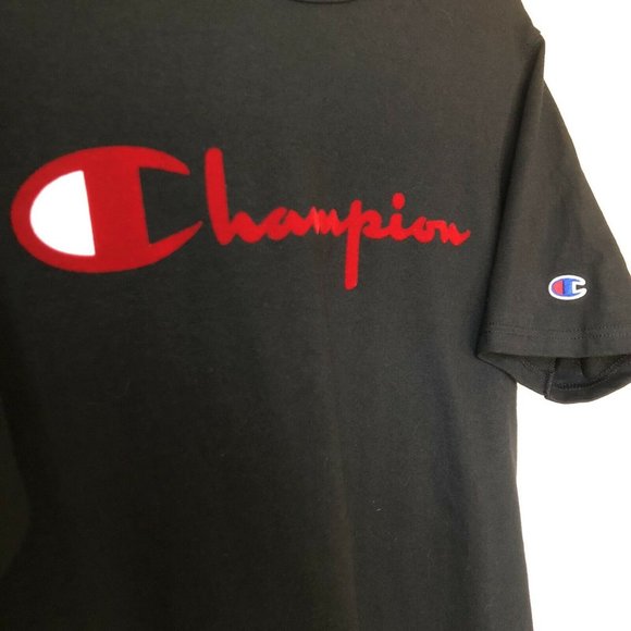 Champion Medium Fuzzy/Velvet Spellout Short Sleeve - Picture 1 of 8